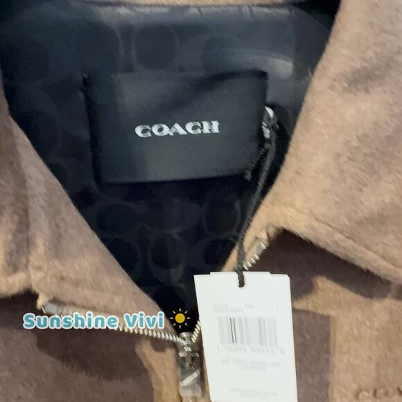 NWT Coach Women's Zip Front Wool Jacket Teddy Bear CAA10 Large - Picture 6 of 12